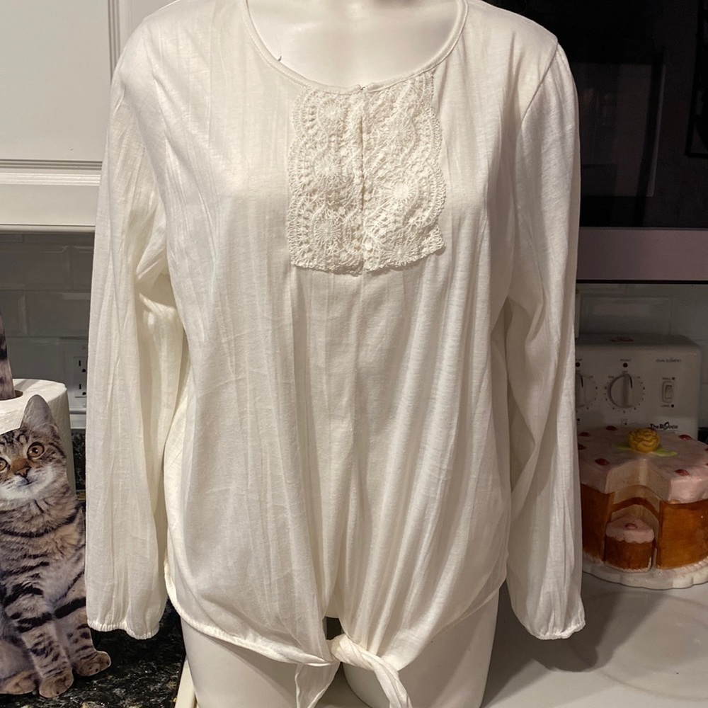 J womens New Directions casual long sleeve stretch regular size top XL